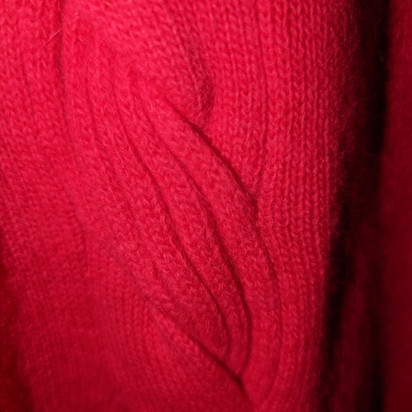 VINTAGE Pink Cable Knit Lambswool & Angora Crewneck Long Sweater Size Large - Picture 5 of 14